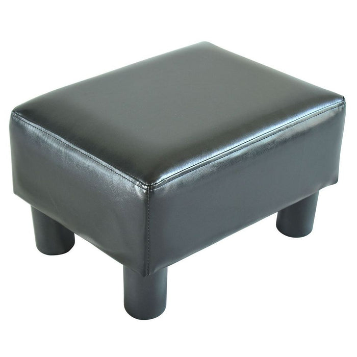 Premium Ottoman Footrest: Black PU Leather, Home & Office, Small, Stylish Design