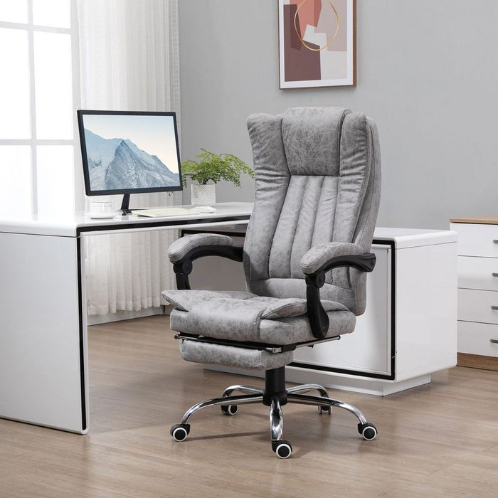 Ultimate Comfort 6-Point Vibrating Massage Office Chair | Grey | High-Quality Microfibre Upholstery