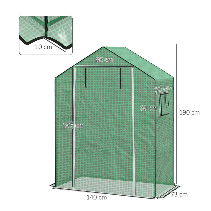 Outsunny Greenhouse Cover Replacement w/ Door & Mesh Windows, Green - Durable & UV-Resistant