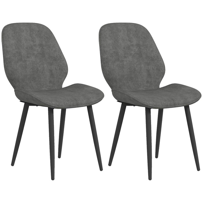 Stylish HOMCOM Grey Dining Chairs Set-2 with Metal Legs for Kitchen | Best Quality, Comfort & Support