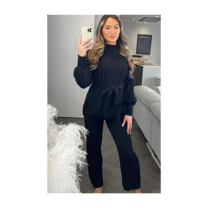 Polo Neck Belted Jumpsuit