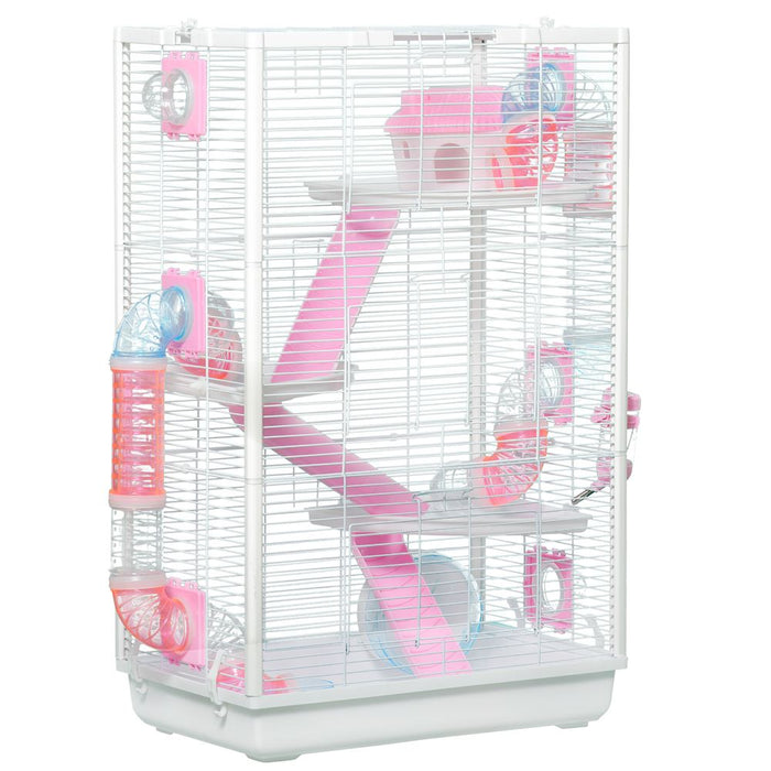 PawHut Hamster Cage - Tubes, Gerbilarium w/ Detachable Bottom, Ramps