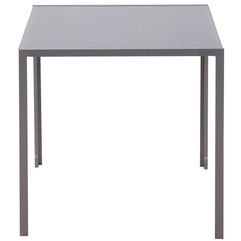HOMCOM Modern Square Dining Table, Seats 4, with Glass Top & Metal Legs for Dining Room, Living Room, Greyare Design with Tempered Glass & Metal Legs