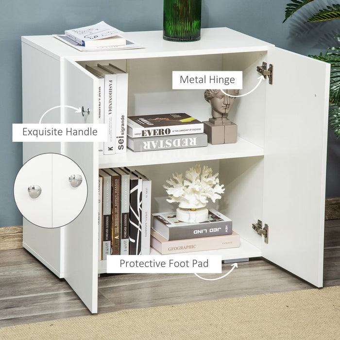 HOMCOM Storage Cabinet w/Two Shelves Wooden Sideboard Freestanding Kitchen Cupboard Bookcase - White