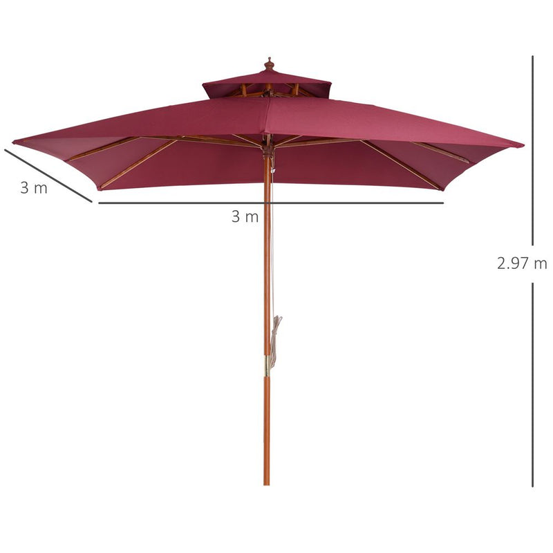 Premium 3m Bamboo Patio Umbrella - Wine Red. Superior Quality. Stylish and Durable. Perfect for Outdoor Living.