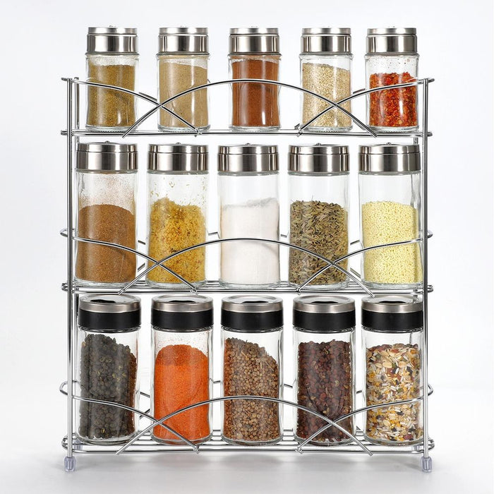 VINSANI FREE STANDING SPICE RACKS: Stylish, 3-tier design, store up to 18 spices, space-saving, high-quality iron wire