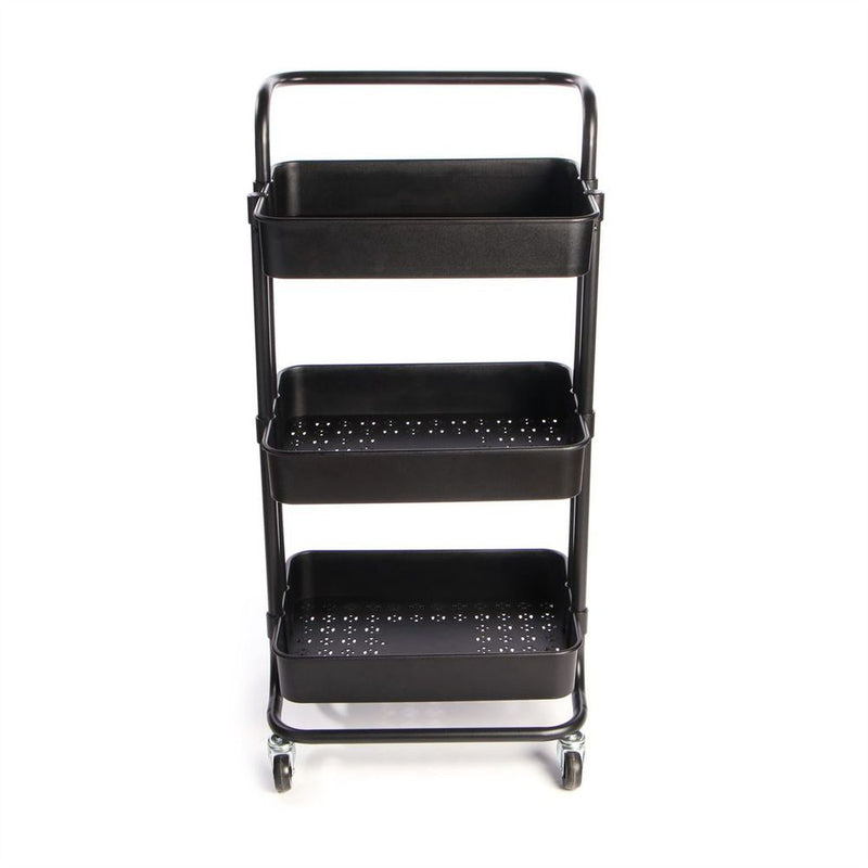 3 Tier Black Storage Trolley | M&W | Easy Assembly | Rust-Resistant | Versatile