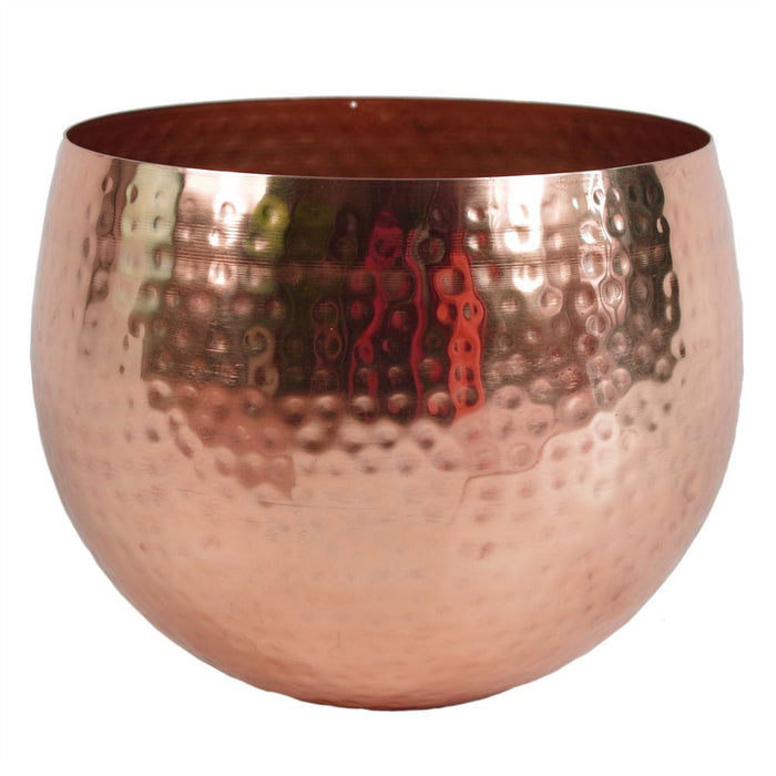 Large 22x18cm Hammered Copper Metal Planter - Straight Edge