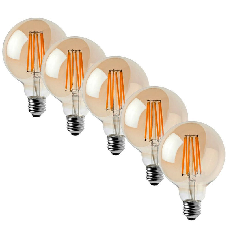 5 Pack of Vintage Globe Edison LED Light Bulb G95 8W, E27 Screw Bulb