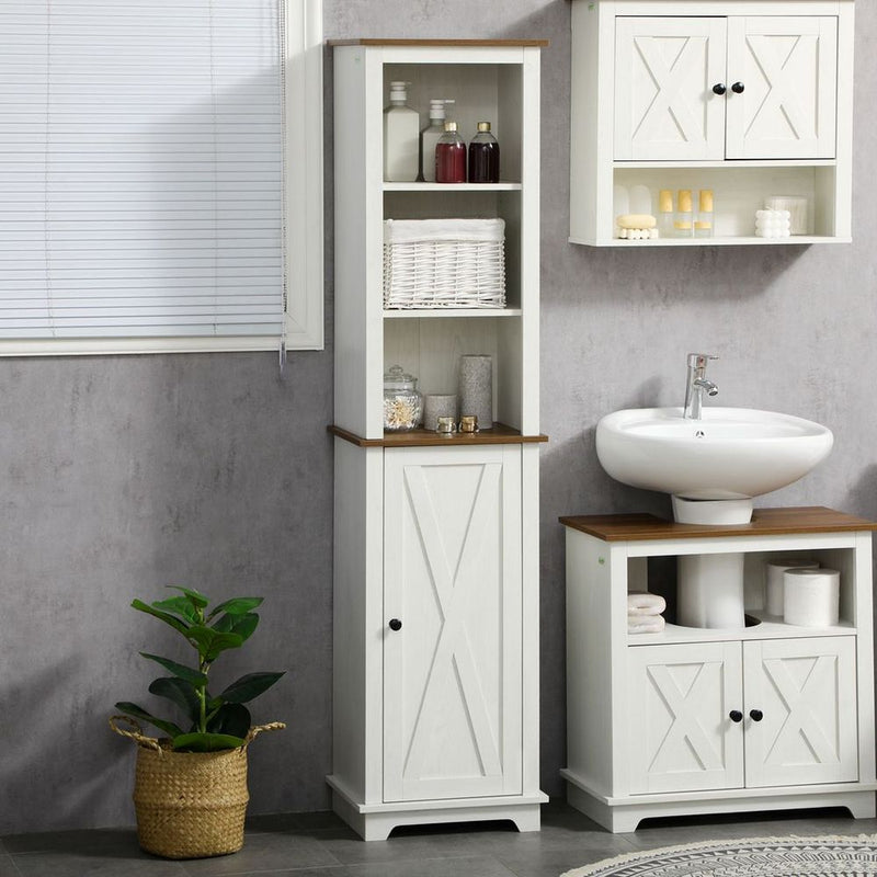 Tall Bathroom Cabinet Storage Cupboard with Door, Adjustable Shelves