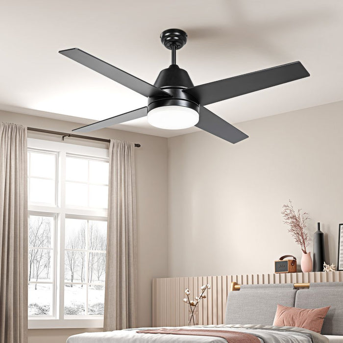 Premium HOMCOM Ceiling Fan w/ Light, Remote - Black & Brown | Best Quality, Reversible Motor, LED Lighting