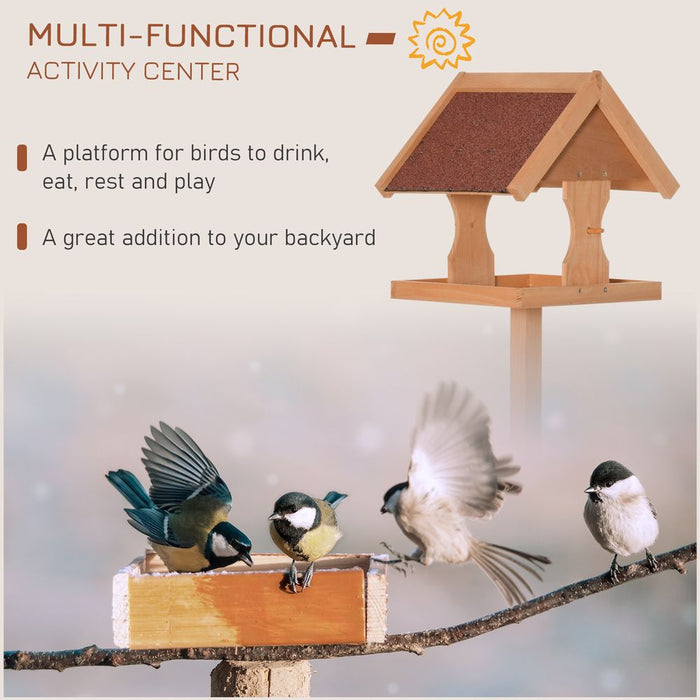 Wooden Bird Feeder: Freestanding, Cross-legged Support, Weather Resistant