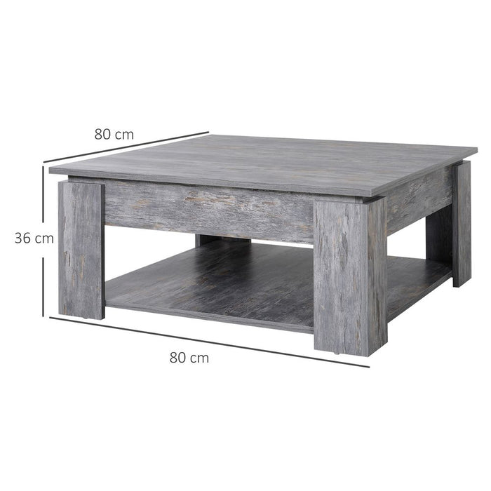 Stylish and Sturdy Wood Grain Coffee Table - Scratch Resistant, 2 Tier Design - Holds up to 60kg - Perfect for Any Room!