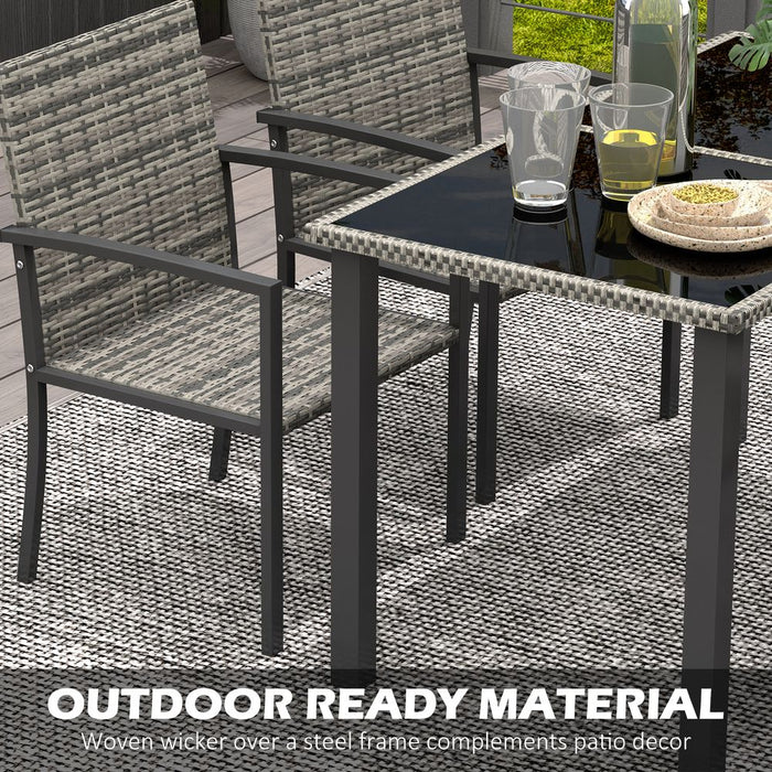 Premium 4 Seater Rattan Garden Furniture Set - Mixed Grey