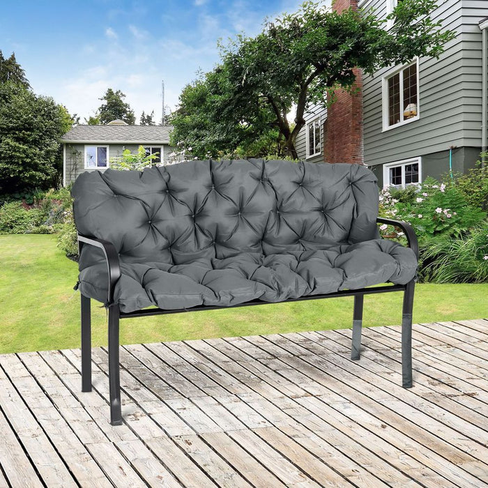 Premium Dark Grey Garden Bench Cushion - Extra Comfort with Ties - High Quality