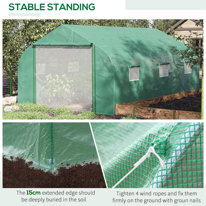 Premium 15x10ft Walk-in Greenhouse: Strong PE Cover, ZipDoor, 6 Windows, Ideal for Year-Round Gardening