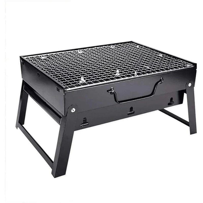 FOLDING BBQ SET - Height Adjustable Grill, Easy to Assemble, Handles for Portability - Ideal for Camping/Outdoor - Up to 4 Persons - Dimensions: 34x26x7cm