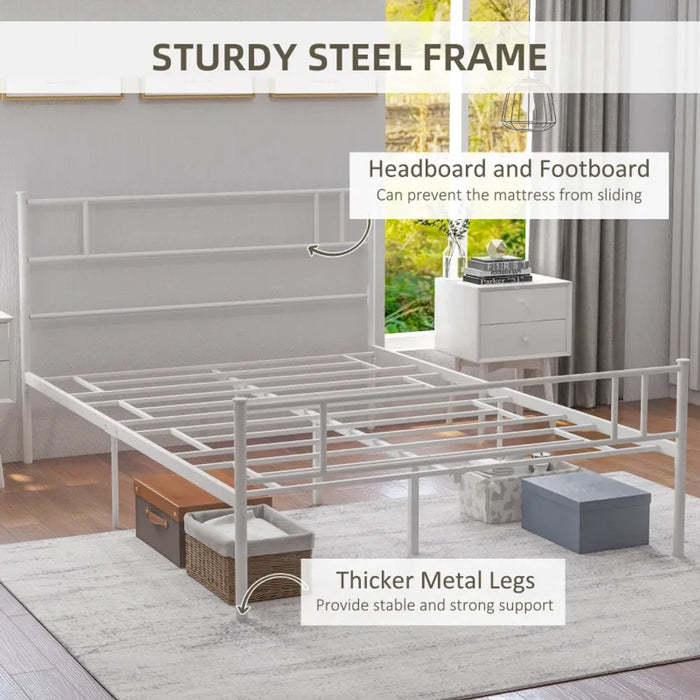 Premium HOMCOM Double Metal Bed Frame: Headboard, Footboard, Storage - High Quality