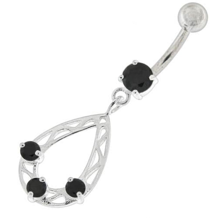 Oval Shape with Triple Stone Jeweled Belly Ring