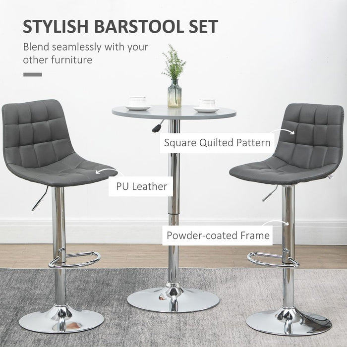 Premium Grey Swivel Stools - Set of 2, Adjustable Height, Comfortable Footrest