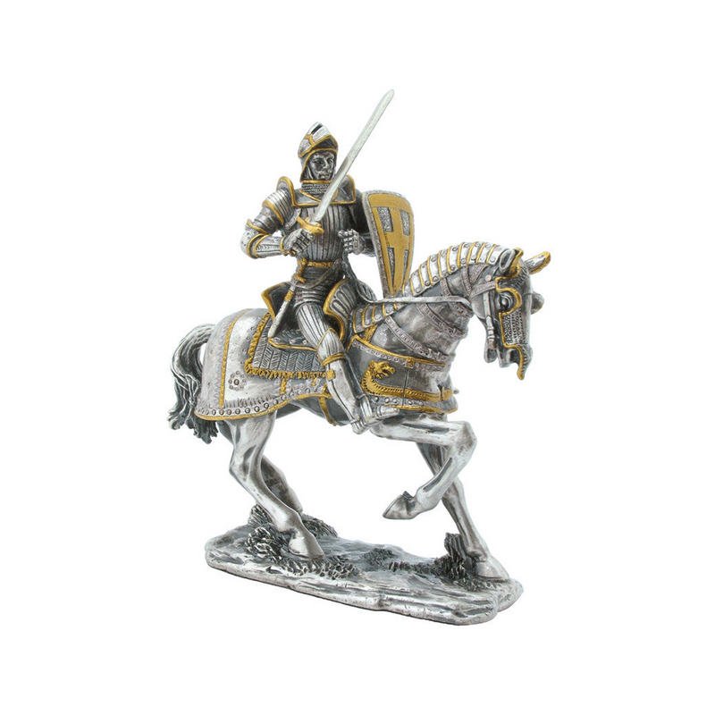 Knight With Armoured Horse (hand-cast statue sculpture) 10cm Height