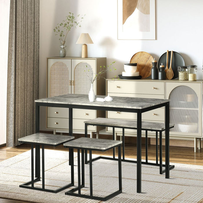 Minimalistic 4-Person Dining Set, Concrete Grey, Strong & Sleek