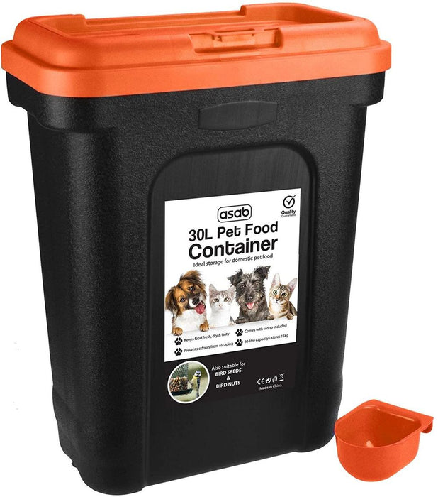 LARGE RED Pet Food Storage & Scoop - Preserve Quality, Crack-Resistant, Flip-Top Locking System