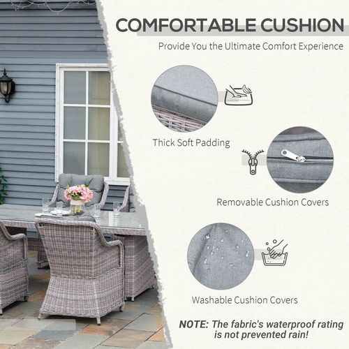 7 PCS Patio PE Rattan Wicker Dining Table Set Furniture w/ Tempered Glass