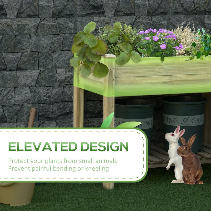 Premium Wooden Elevated Garden Bed with Legs and Storage Shelf