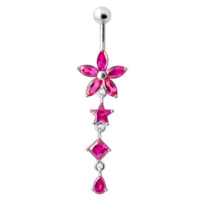 Flower Stone Studded Jeweled Flower Navel Ring