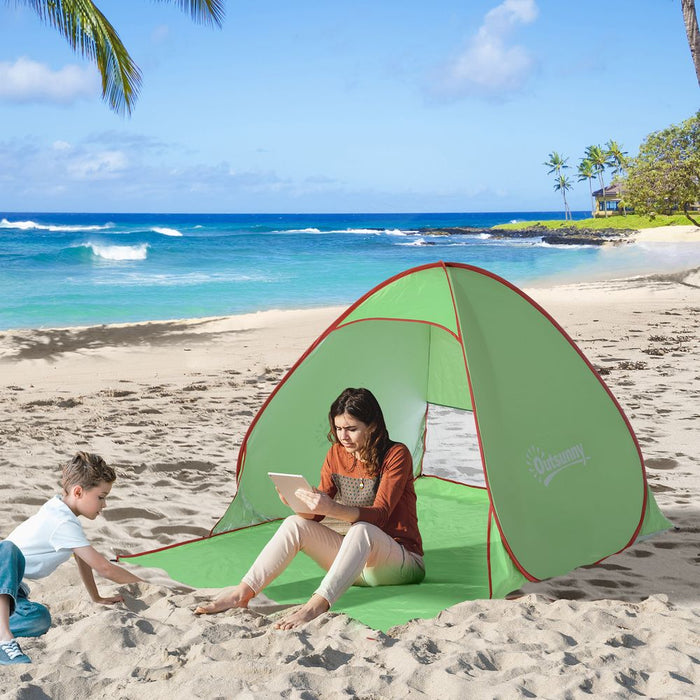 Instant Pop up Beach Tent Sun Shade Shelter, Green - Outsunny