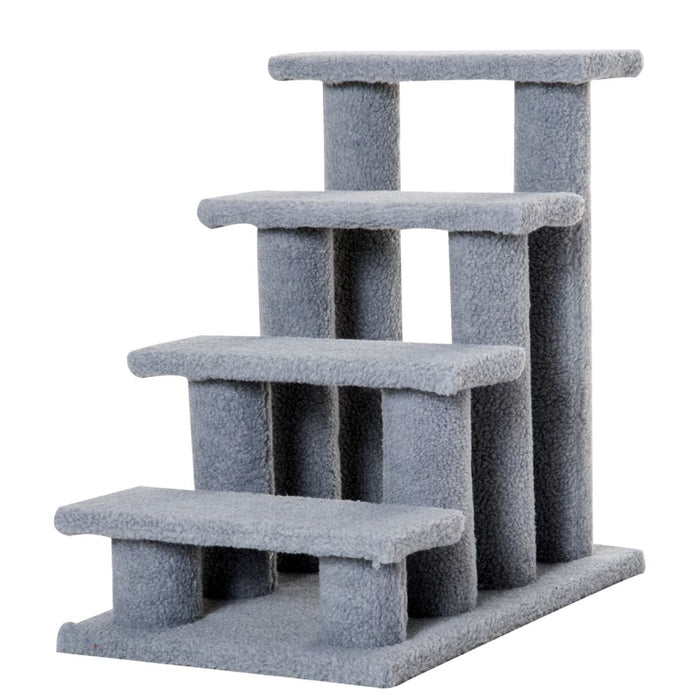 PawHut Dog Steps for Bed 4 Step Pet Stairs for Sofa Dog Cat Climb Ladder 63x43x60 cm Grey