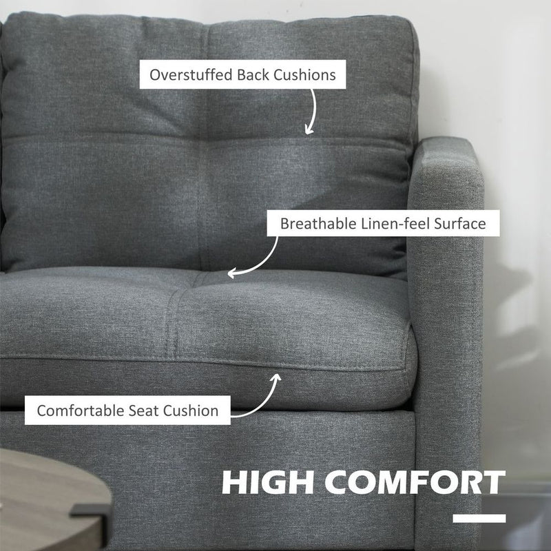 HOMCOM Modern Loveseat Sofa Upholstered 2 Seater Settee for Living Room Bedroom