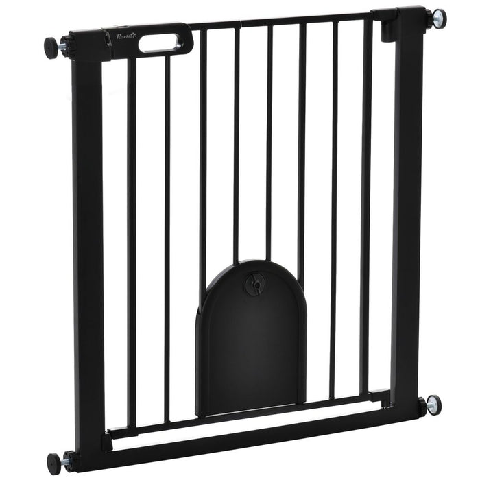 Safe & Secure 75-82 cm Pet Safety Gate, Auto Close, Double Lock, Black