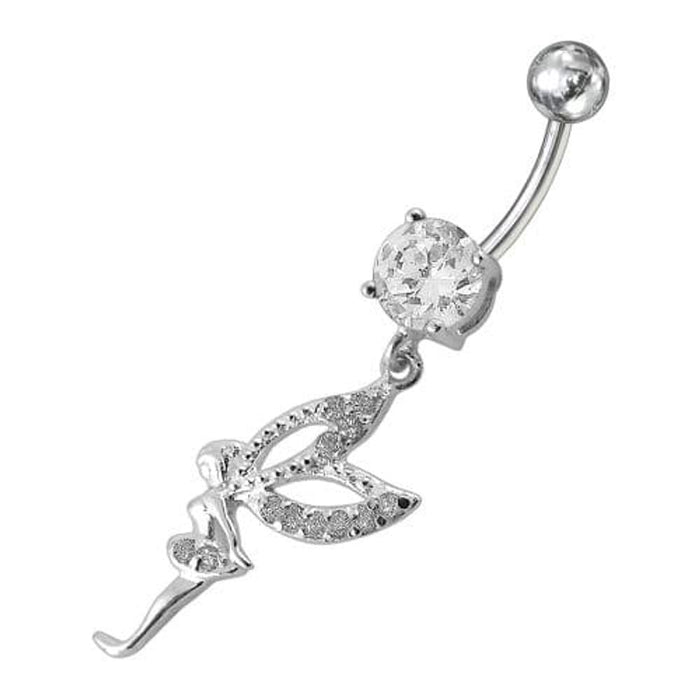 Fancy Angel shaped Dangling jeweled Belly Ring