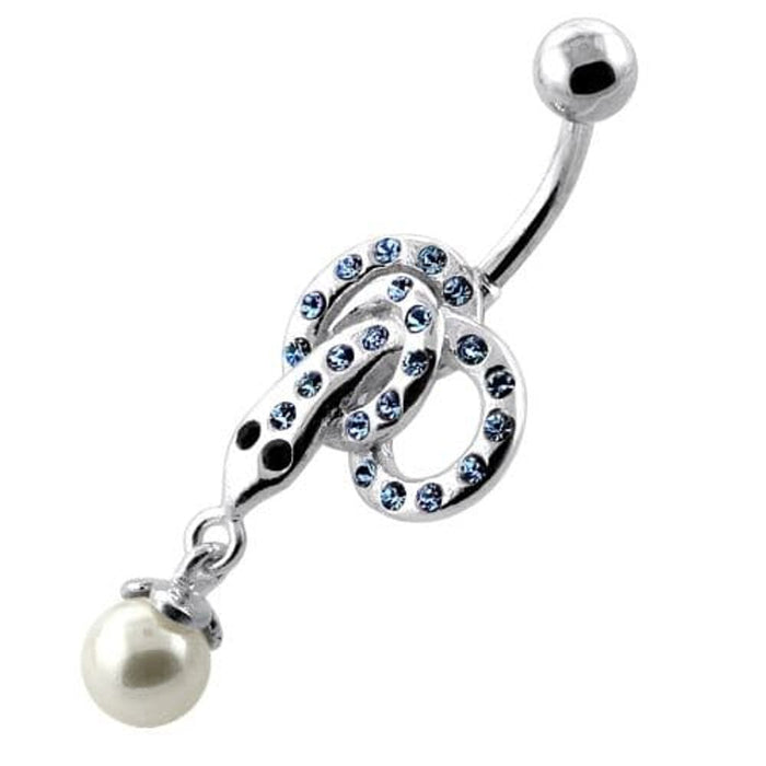 Multi Jeweled Snake with Hanging Ball Navel Belly Ring