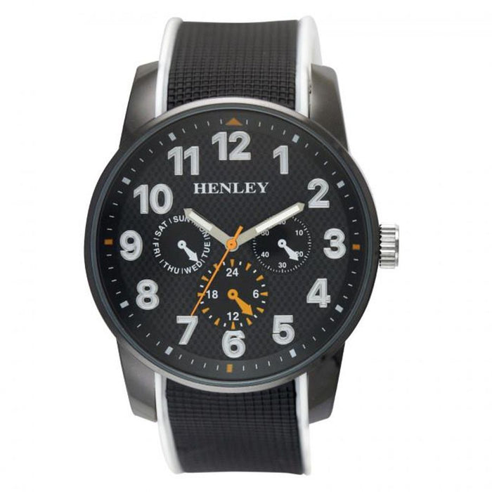 Henley Black Dial Silicone Sports Rubber Strap Watch - Bold, Modern, Stylish - H02204.3