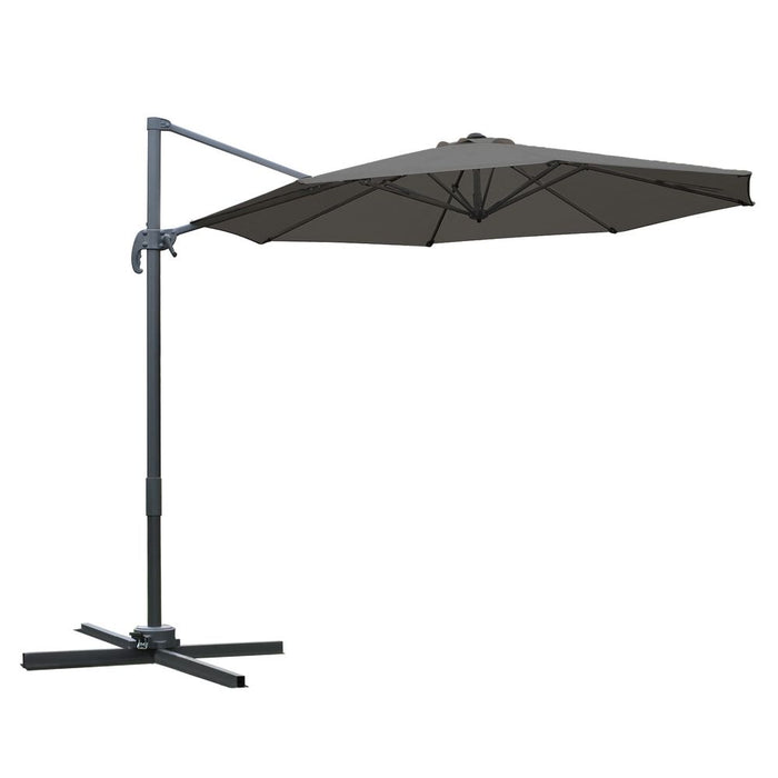 Premium 3m Patio Offset Parasol - Dark Grey - High-Quality & Adjustable - Easy to Use