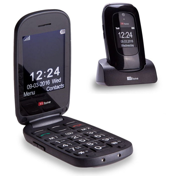 TTfone Lunar TT750: Big Button Flip Phone with Easy Menu & Unlocked - Black, Top Quality