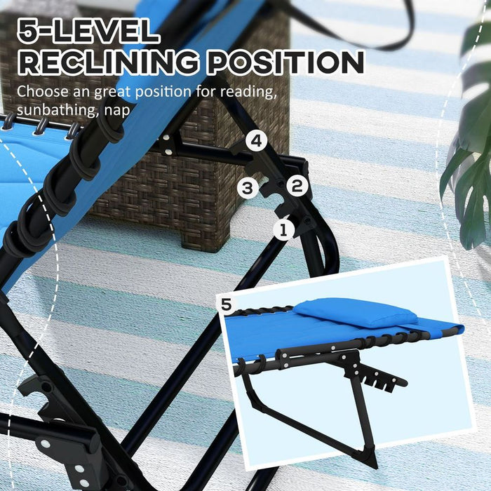 Premium Outsunny Foldable Sun Lounger w/ Reclining Back & Padded Seat - Blue | Top Quality