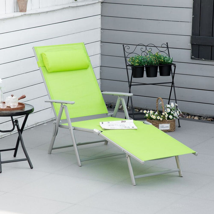 Outsunny Sling Patio Reclining Chaise Lounge - Green