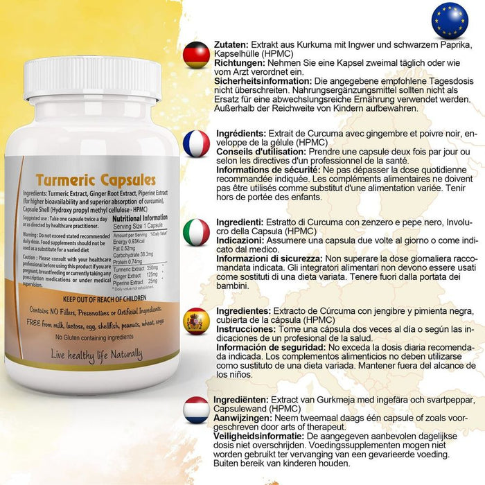 Organic Turmeric Capsule with Ginger & Black Pepper - High Quality