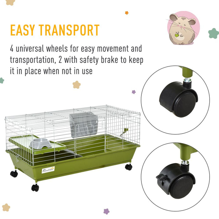 89cm Small Animal Home Cage for Rabbit Ferret Chinchilla w/ Wheels Green