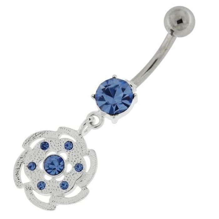 Swirl Flower Dangling Navel Belly Button Ring