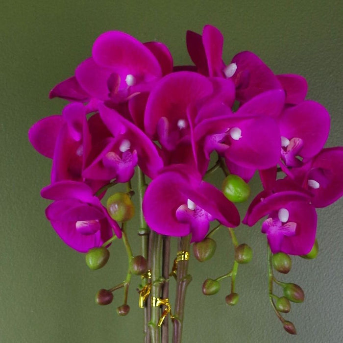 52cm Artificial Orchid Large - Dark Pink / Silver