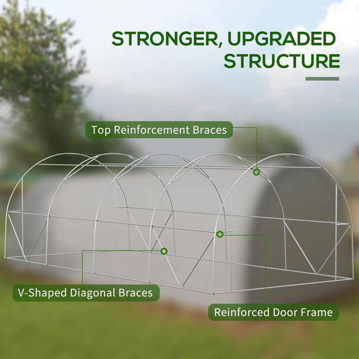 Premium 6x3m Upgraded Polytunnel Greenhouse w/ Mesh Door & Windows, 15 Plant Labels