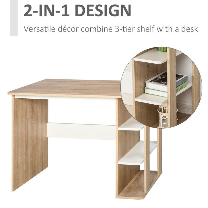 Duo Work Desk & 3-Tier Side Shelves | Wide Table | Sturdy Frame | 2-In-1