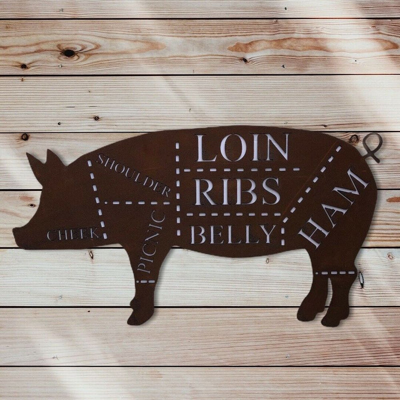 Rustic Metal PIG Sign for Home, Kitchen, Office, Shop, Pub, Cafe, Bar, Garden - 52cm x 29cm