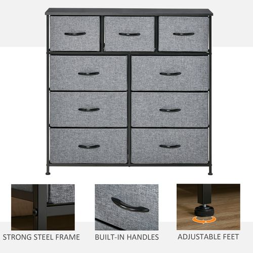 HOMCOM 9 Drawers Storage Chest Dresser Organizer Unit w/ Foldable Bin