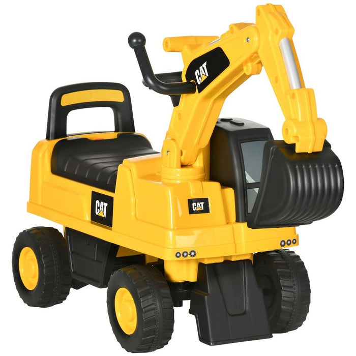 HOMCOM CAT Ride-On Digger w/ Controllable Shovel | Ages 1-3 | Safe & Storage Compartment